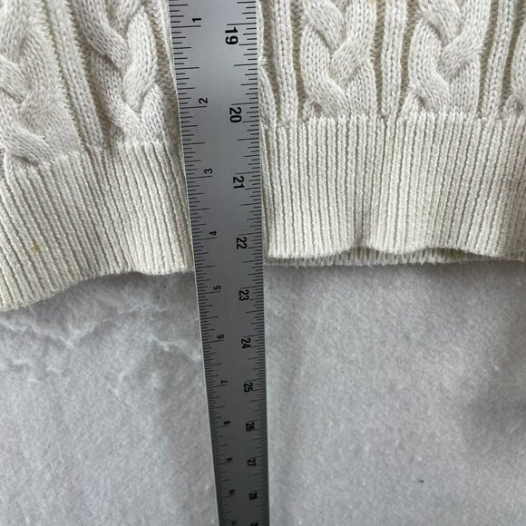 H&M Basic Sweater Women's Sz M Ivory White Crew Neck Cable Knit Pullover Stretch - Picture 4 of 11